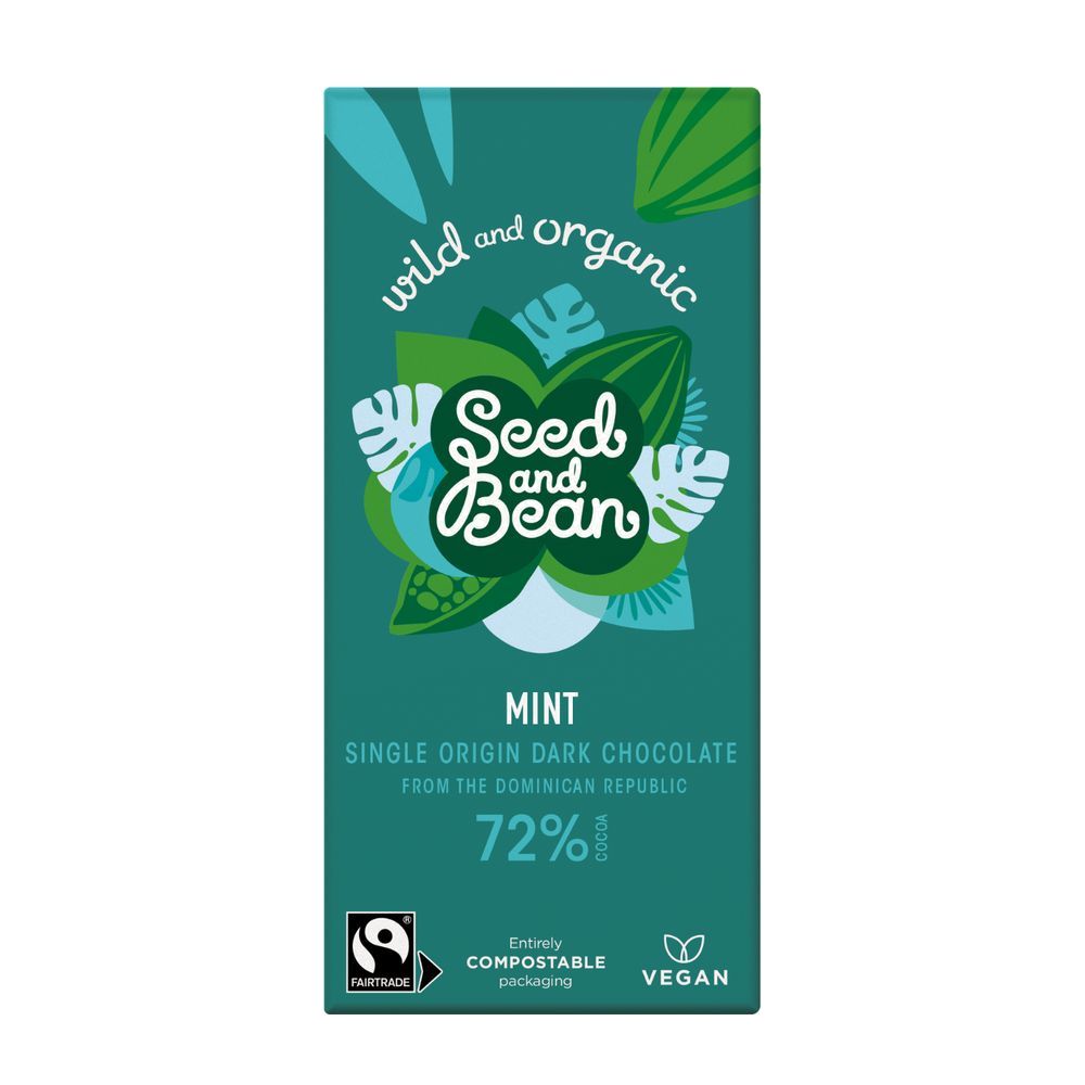 Seed and Bean mint chocolate bar packaging on a white background