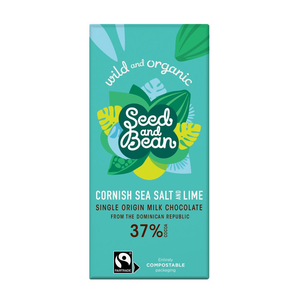 Seed & Bean 37% Cocoa Cornish Sea Salt & Lime Milk Chocolate Bars 10 x 75g