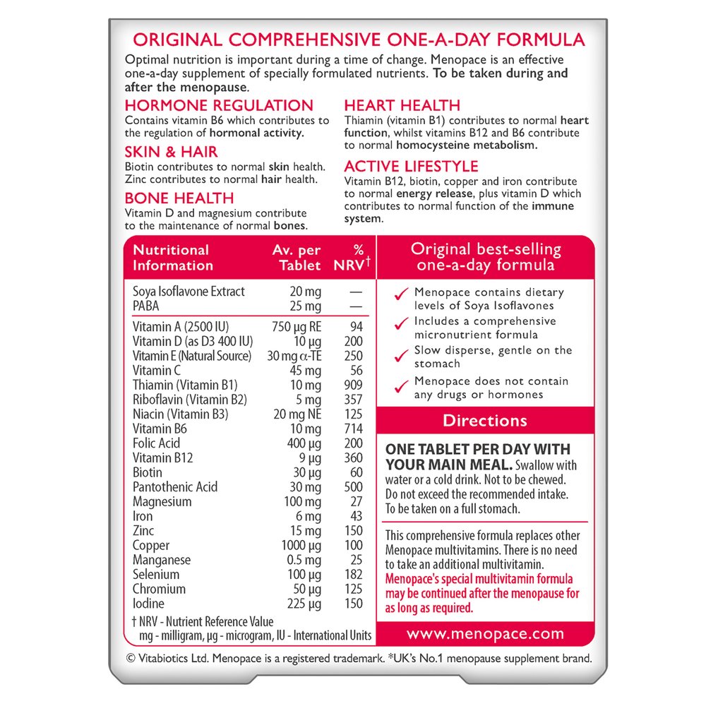 Vitabiotics Menopace Original 30 Tablets
