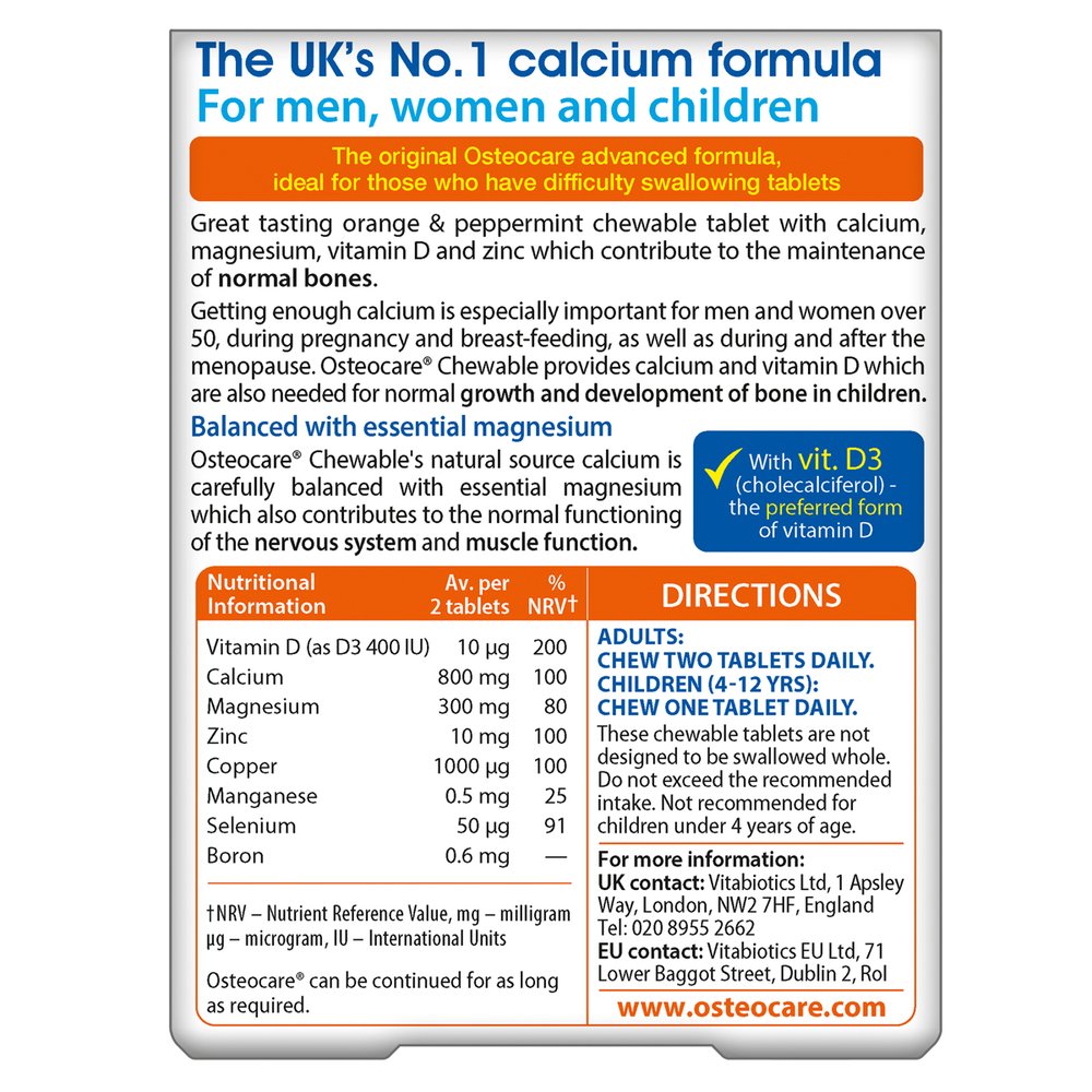 Vitabiotics Osteocare Chewable 30 Tablets