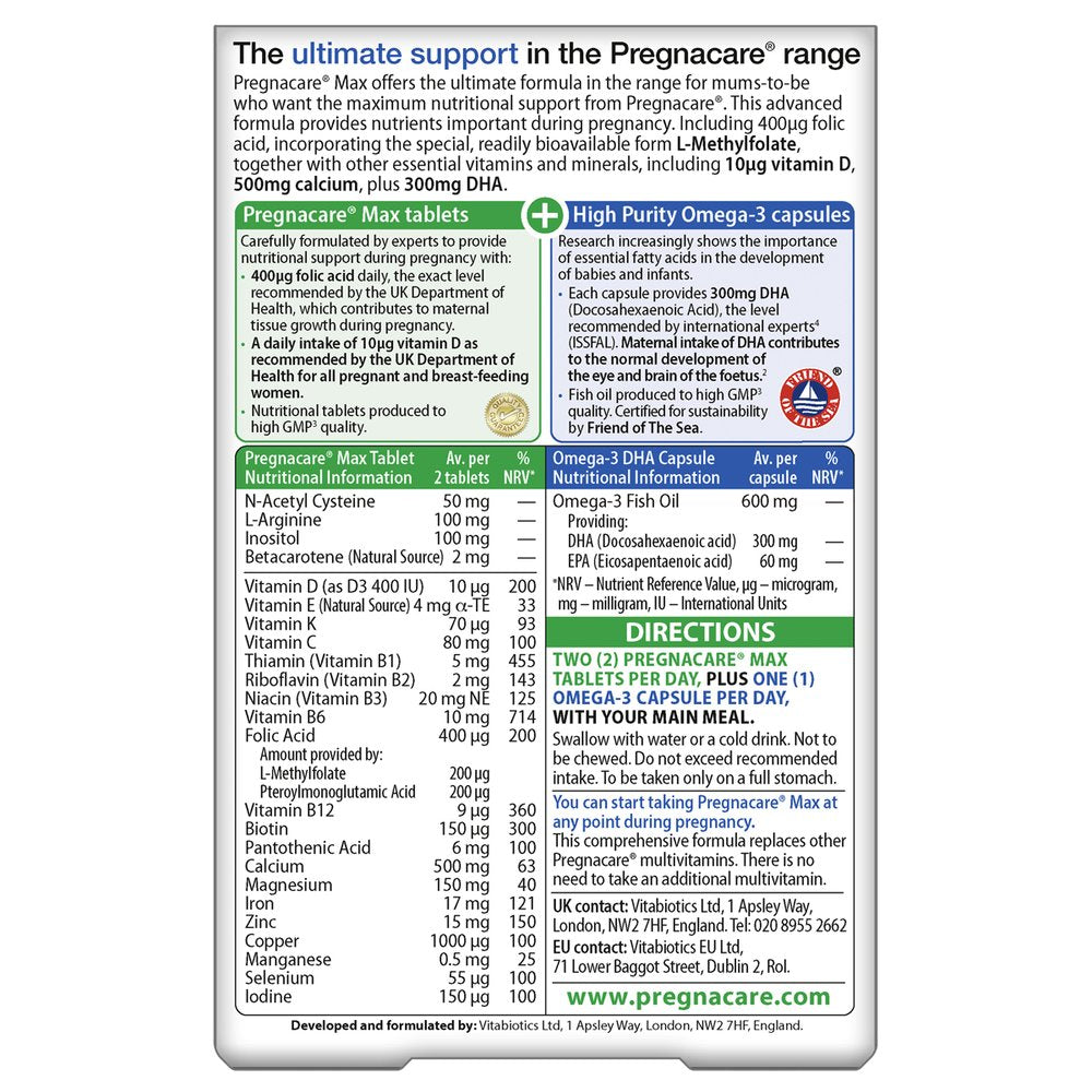 Vitabiotics Pregnacare Max 56 Tablets