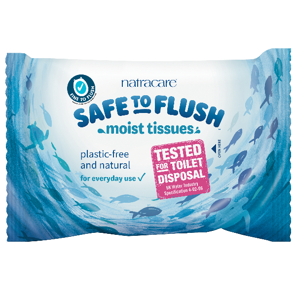 Natracare Safe to Flush Moist Tissues 30 Wipes