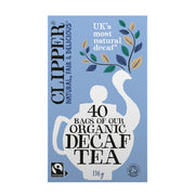 Clipper organic decaf tea package on a white background