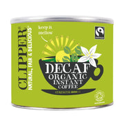Clipper Decaf Organic Instant Coffee can on a white background