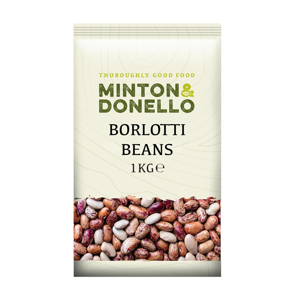 Bag of Minton & Donello Borlotti Beans on a white background