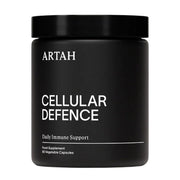 Black container of ARTAH Cellular Defence supplement on a white background