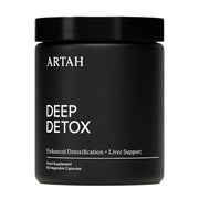 Black container of ARTAH Deep Detox supplement on a white background