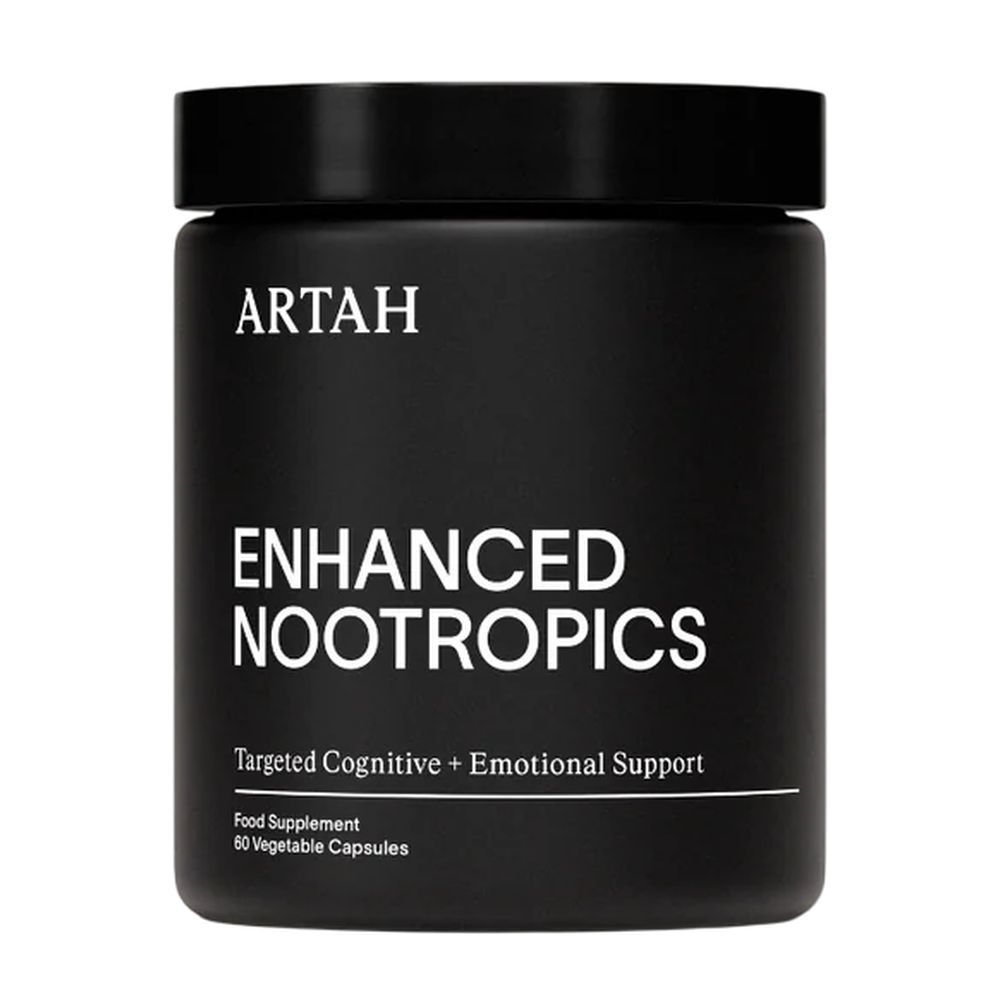 Black container of ARTAH Enhanced Nootropics on a white background