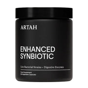 Black container of ARTAH Enhanced Synbiotic on a white background
