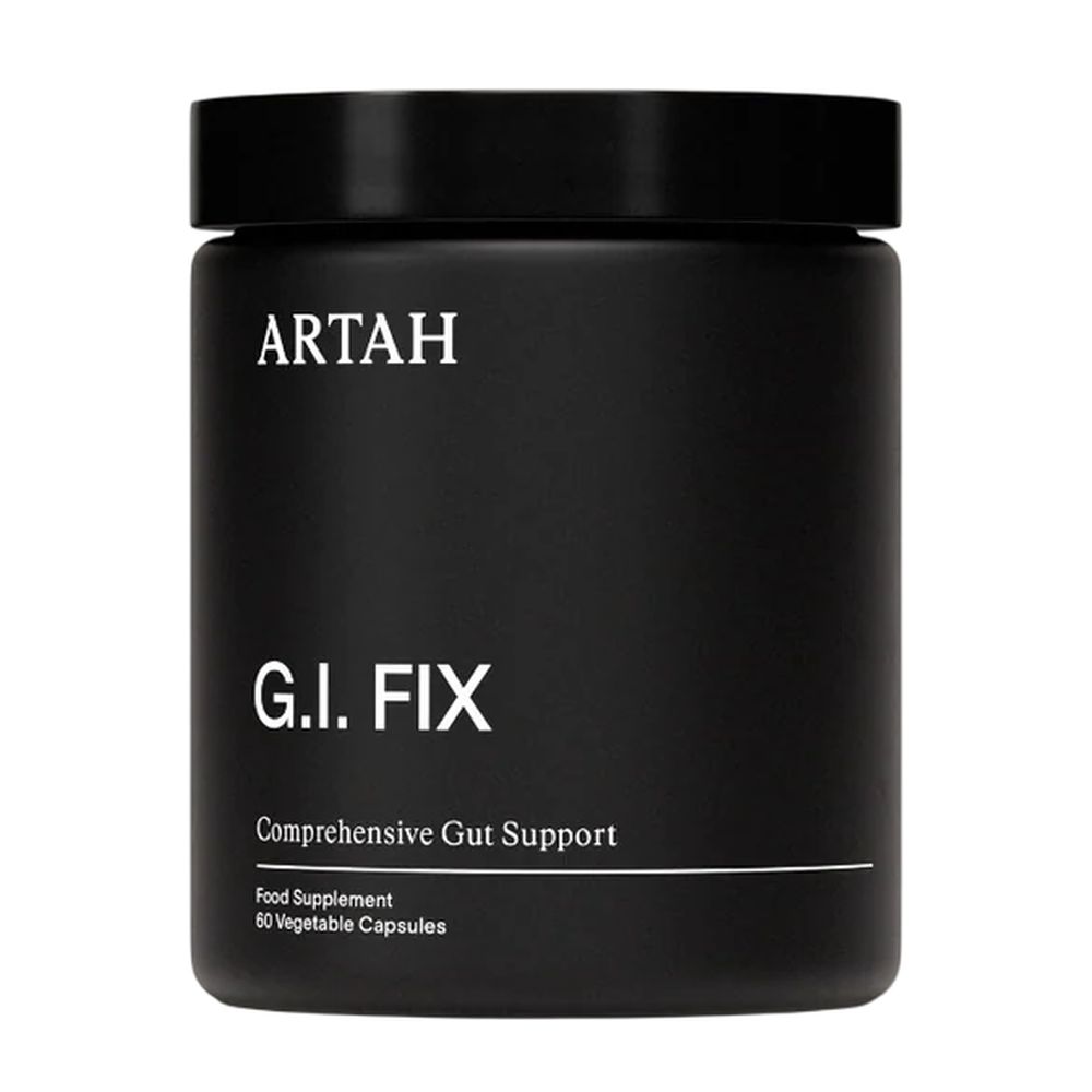 Black container of ARTAH G.I. Fix supplement on a white background