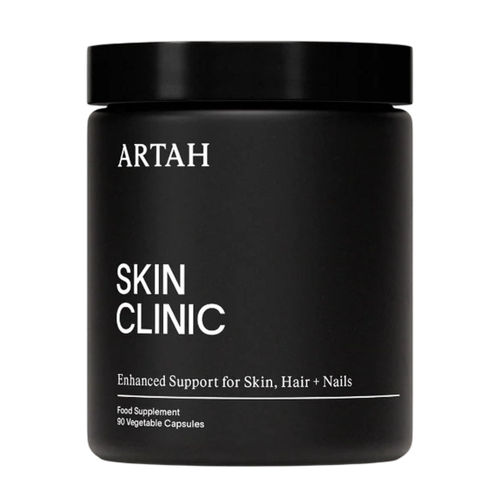 Black container with 'ARTAH Skin Clinic' label on a white background
