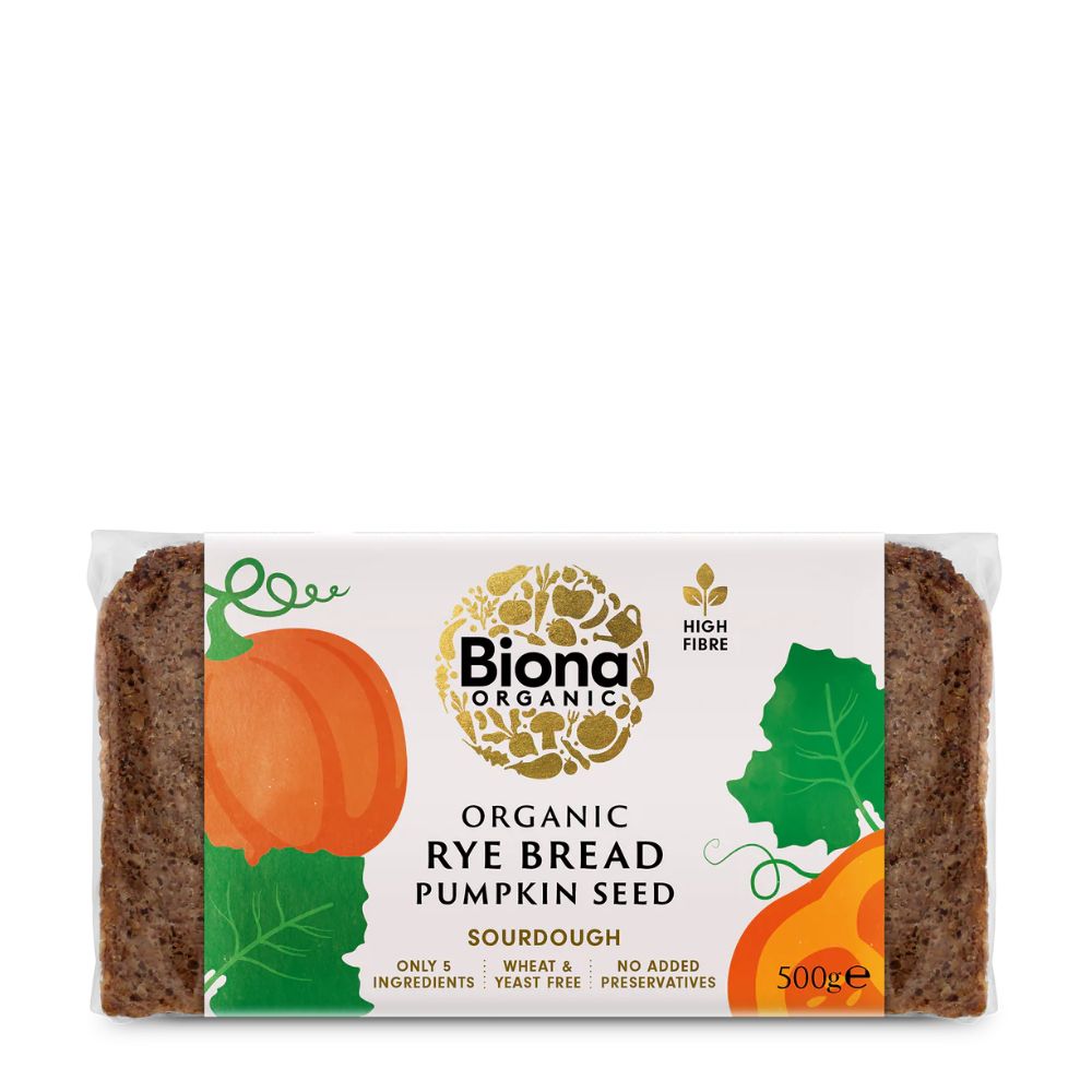 Biona Organic Rye Bread Pumpkin Seed package on a white background