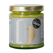 Jar of Smooth Pistachio Butter with 'great taste' award on a white background