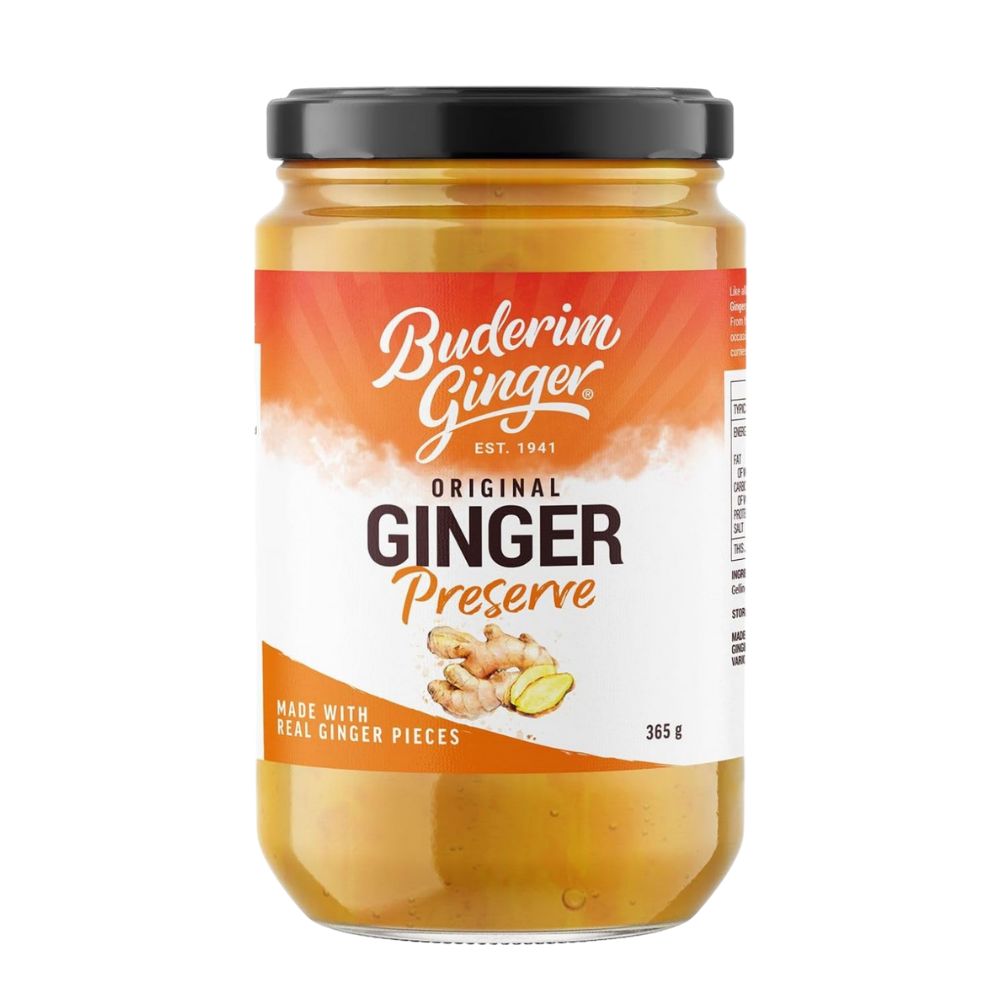 Jar of Buderim Ginger Original Ginger Preserve on a white background