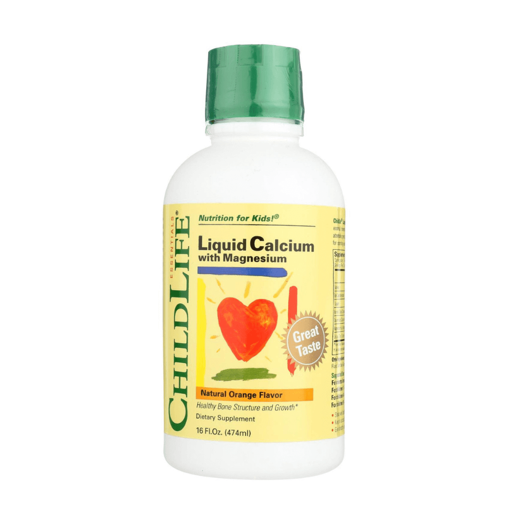 Child Life Liquid Calcium with Magnesium supplement bottle on a white background