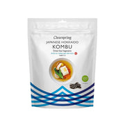 Clearspring Japanese Hokkaido Kombu dried sea vegetable package on a white background