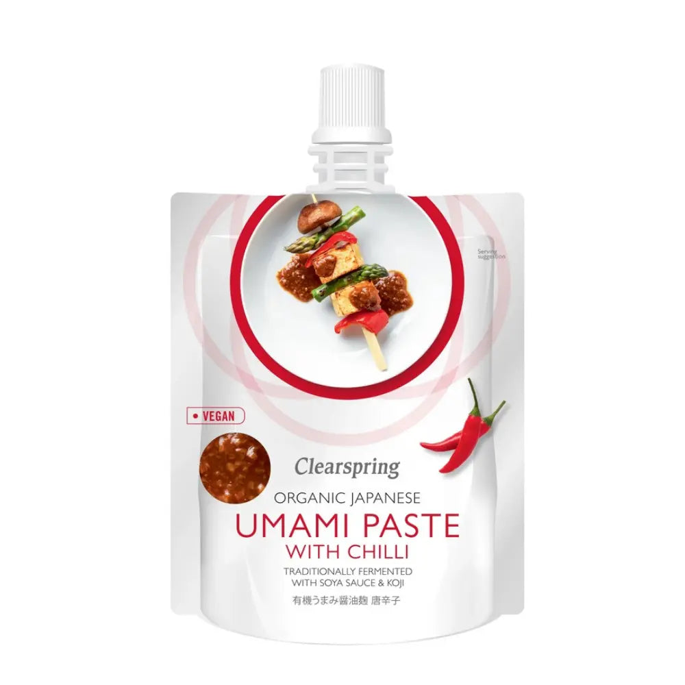 Clearspring Umami Paste with Chilli packaging on a white background