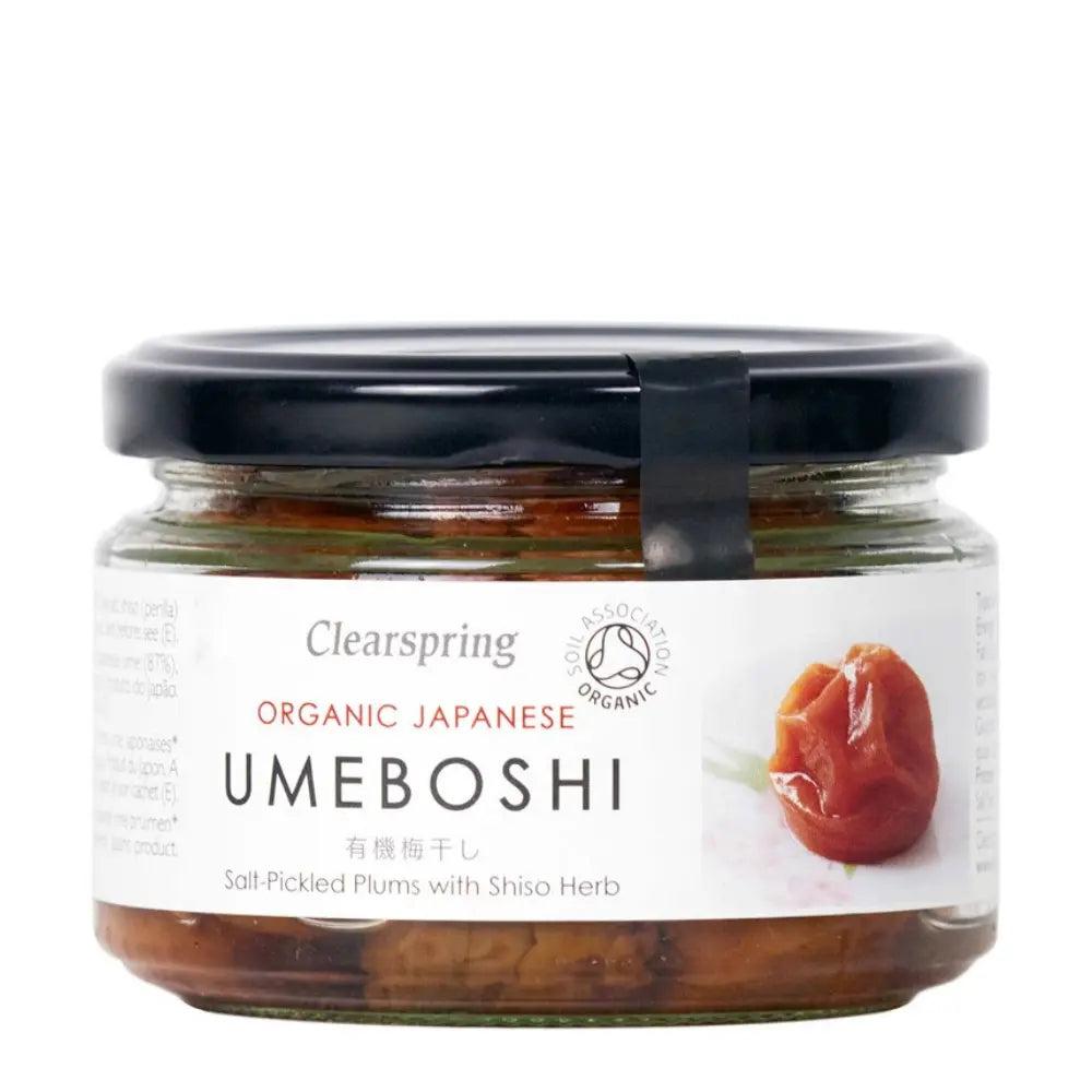 Clearspring Organic Japanese Umeboshi jar on a white background