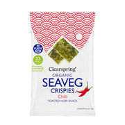 Clearspring Organic Seaveg Crispies Chilli snack package on a white background