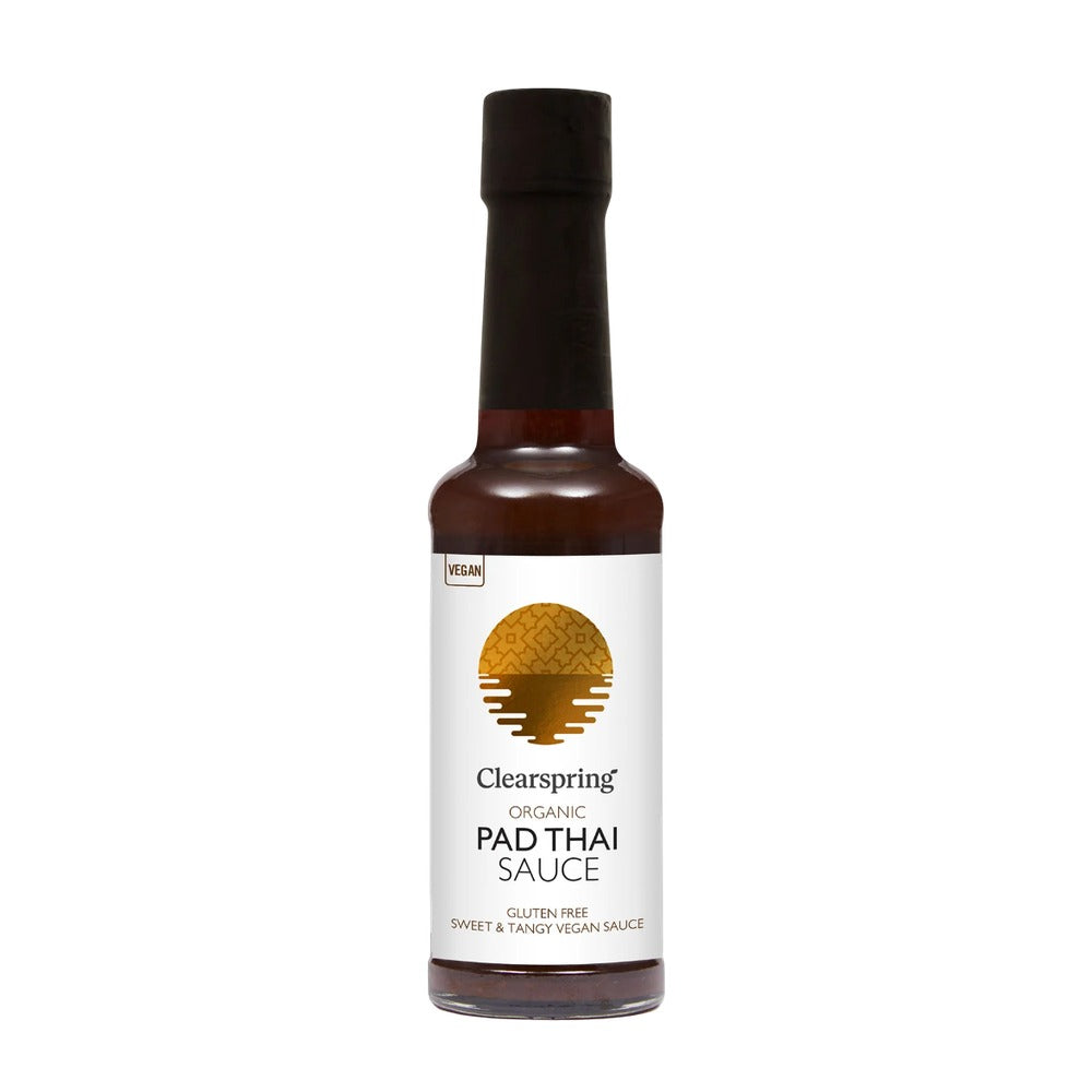 Clearspring Organic Pad Thai Sauce bottle on a white background