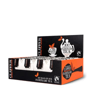 Box of Clipper Fairtrade tea bags on a white background