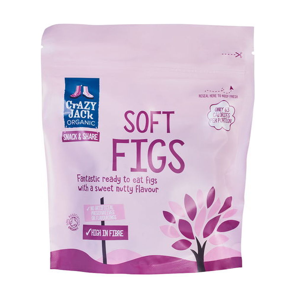 Package of Crazy Jack Organic Soft Figs on a white background
