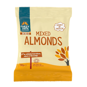 Packaged mixed almonds with Crazy Jack Organic branding on a white background