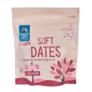 Package of Crazy Jack Organic Soft Dates on a white background
