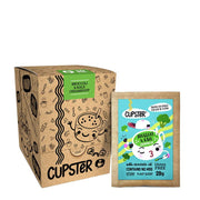 Cupster broccoli and kale cream of soup packaging on a white background