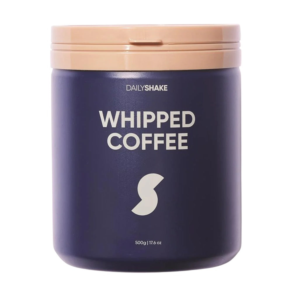 Container of DailyShake whipped coffee on a white background