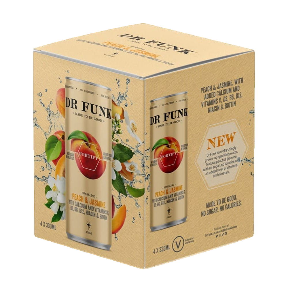 Dr Funk Sparkling Water Peach & Jasmine 4 x 330ml