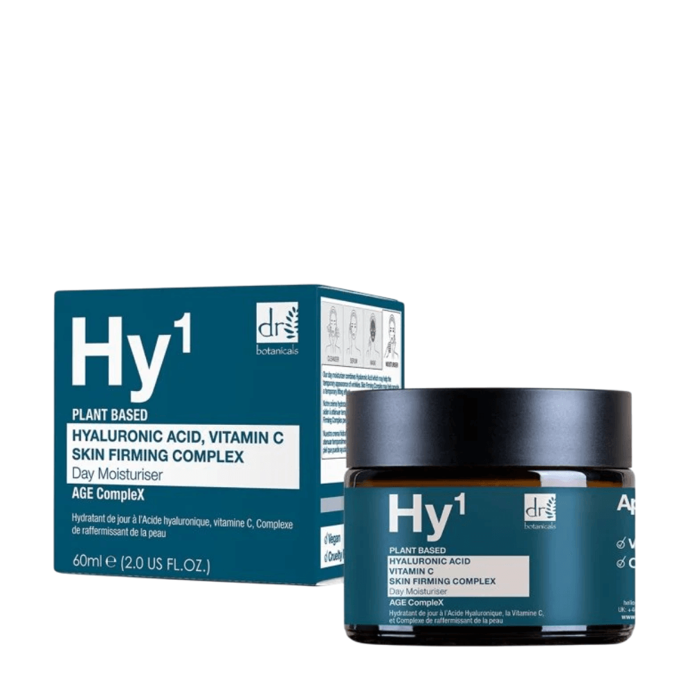 Hy1 skincare product with packaging on a white background