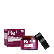 Jar and box of Re1 skincare product on a white background