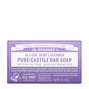 Dr. Bronner's lavender castile bar soap on a white background