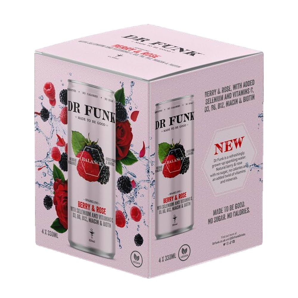 Dr Funk Sparkling Water Berry & Rose 4 x 330ml