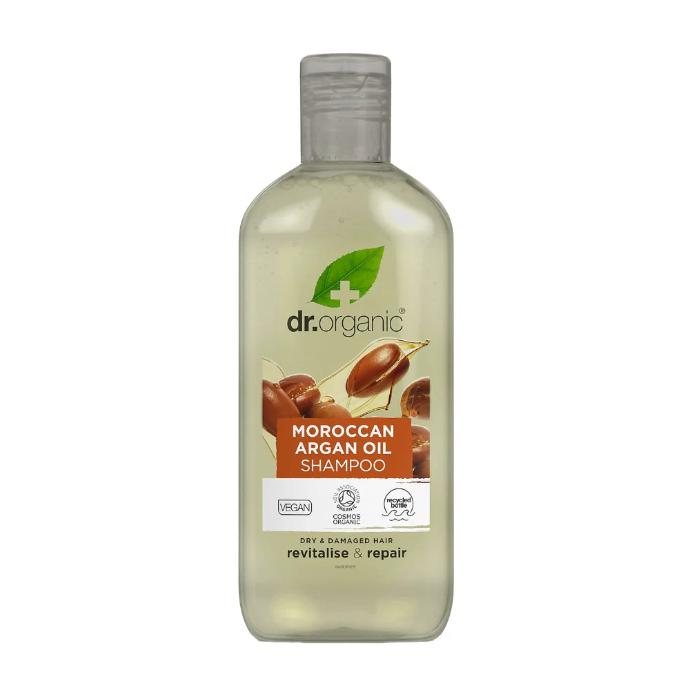 Dr. Organic Moroccan Argan Oil Shampoo bottle on a white background