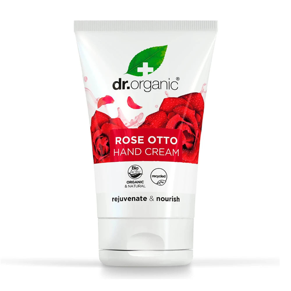 Dr. Organic Rose Otto Hand Cream on a white background