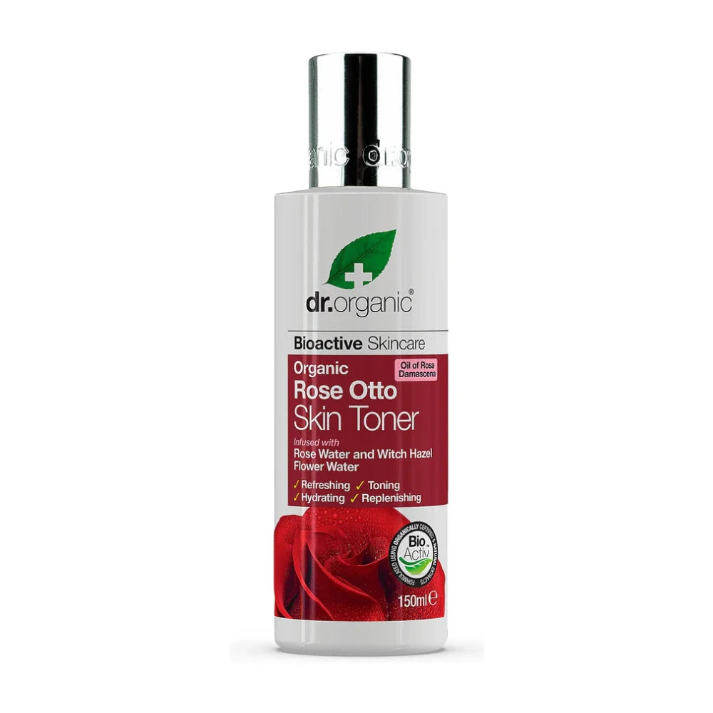 Dr. Organic Rose Otto Skin Toner bottle on a white background