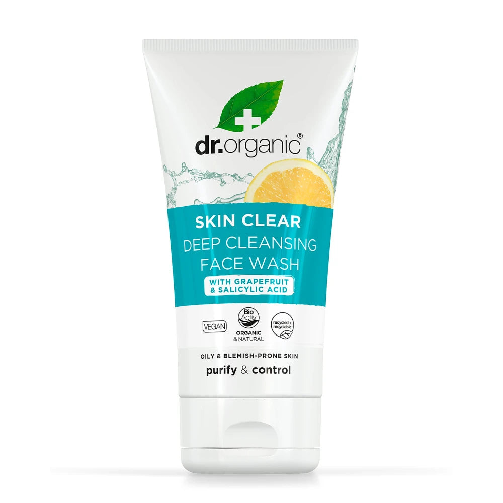 Dr. Organic Skin Clear Deep Cleansing Face Wash on a white background