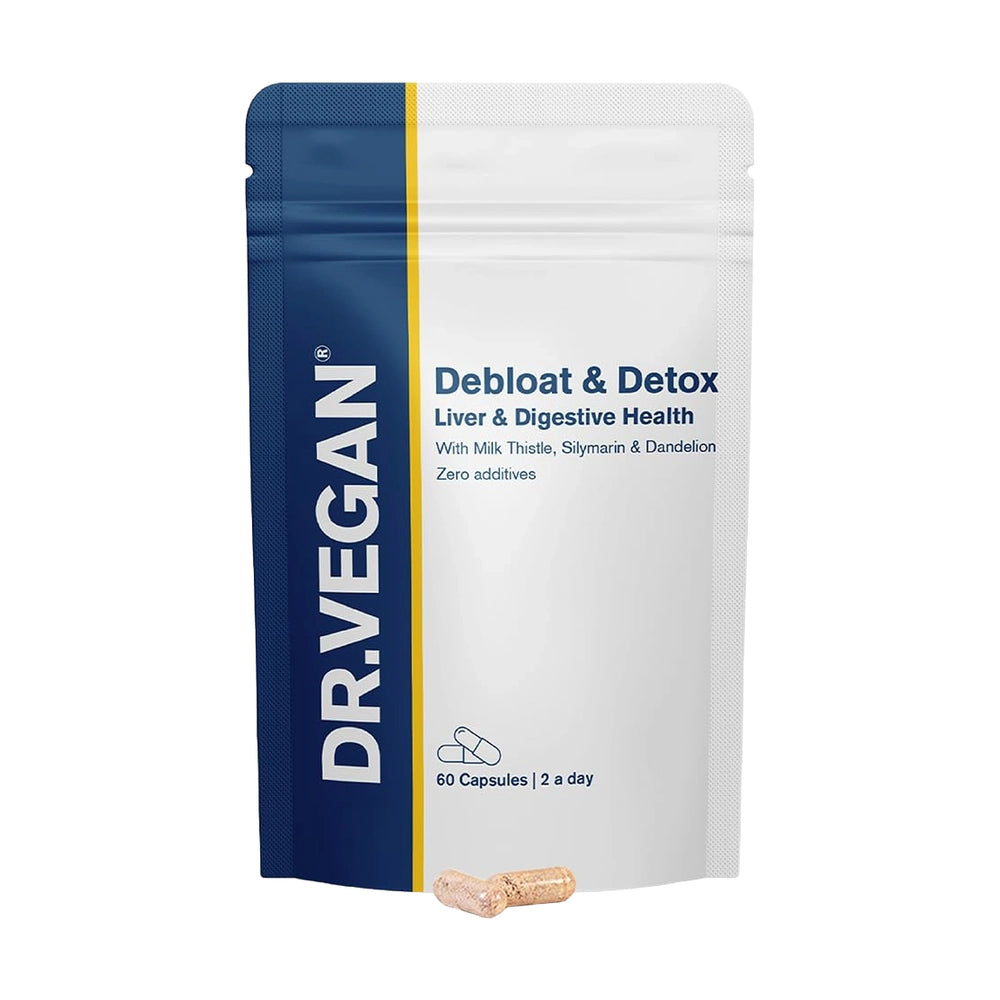 DR. VEGAN Debloat & Detox supplement package on a white background