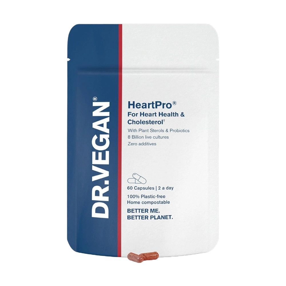 DR. VEGAN HeartPro supplement package on a white background