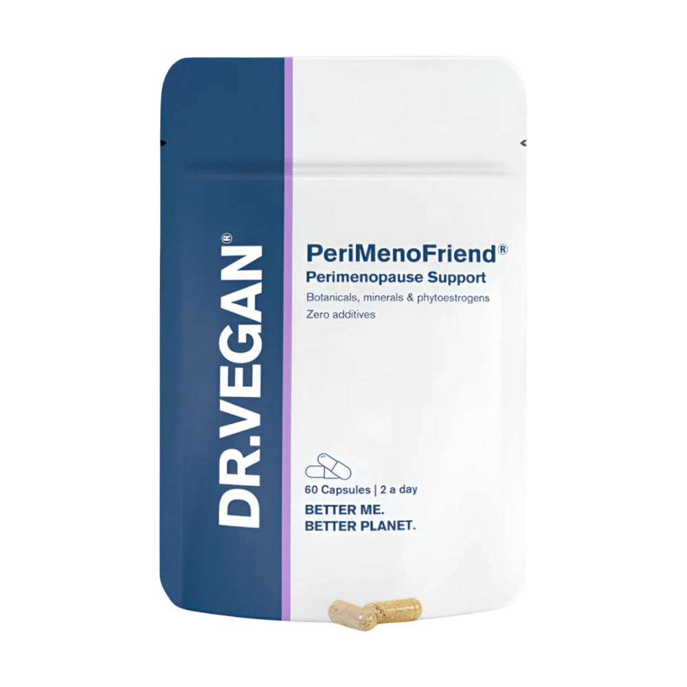 DR. VEGAN PeriMenoFriend supplement package on a white background