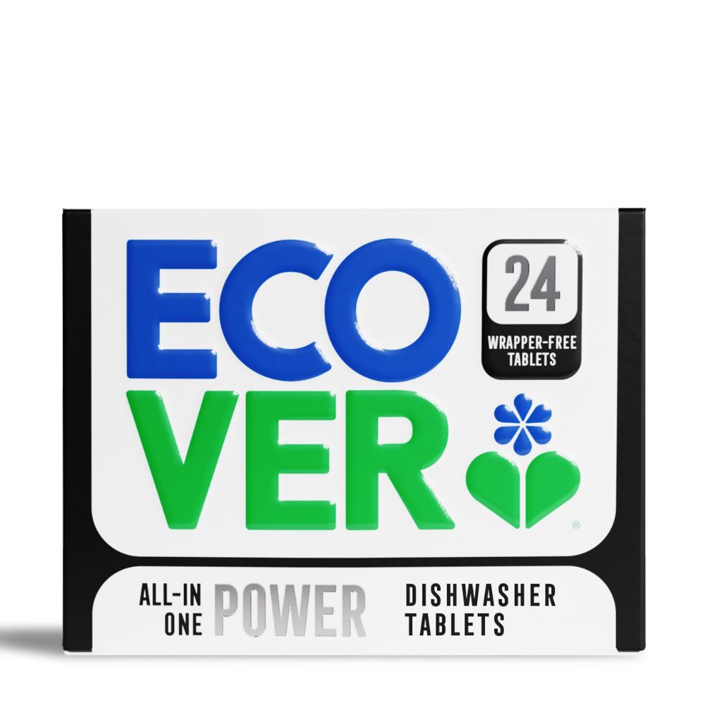 Ecover dishwasher tablets packaging on a white background