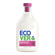 Ecover fabric softener bottle with a purple cap on a white background
