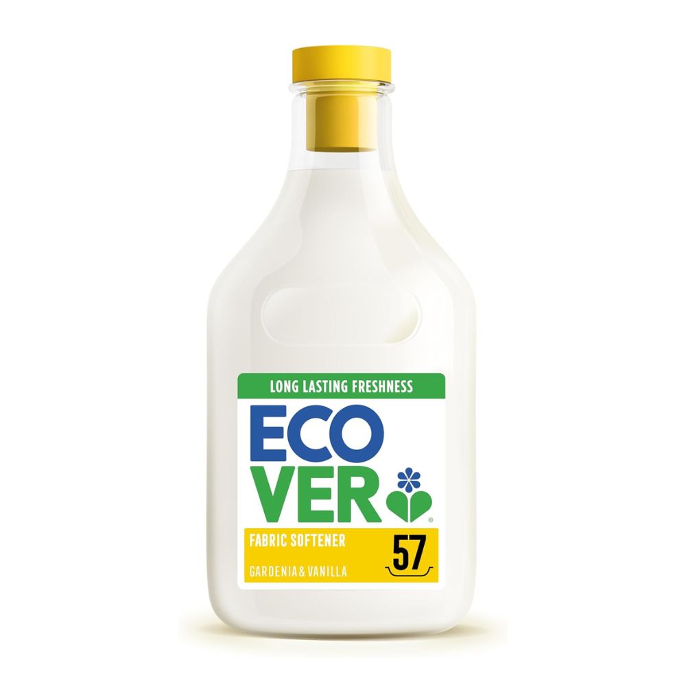 Fabric softener bottle with 'Ecover' branding on a white background