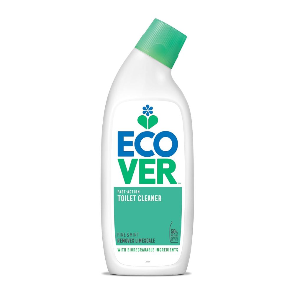 Ecover toilet cleaner bottle on a white background