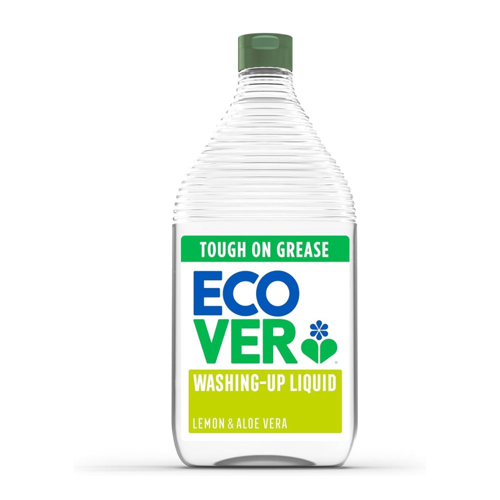 Ecover washing-up liquid bottle on a white background