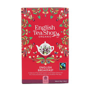 English Tea Shop organic English Breakfast tea packaging on a white background