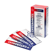 Box and packets of Enterosgel on a white background