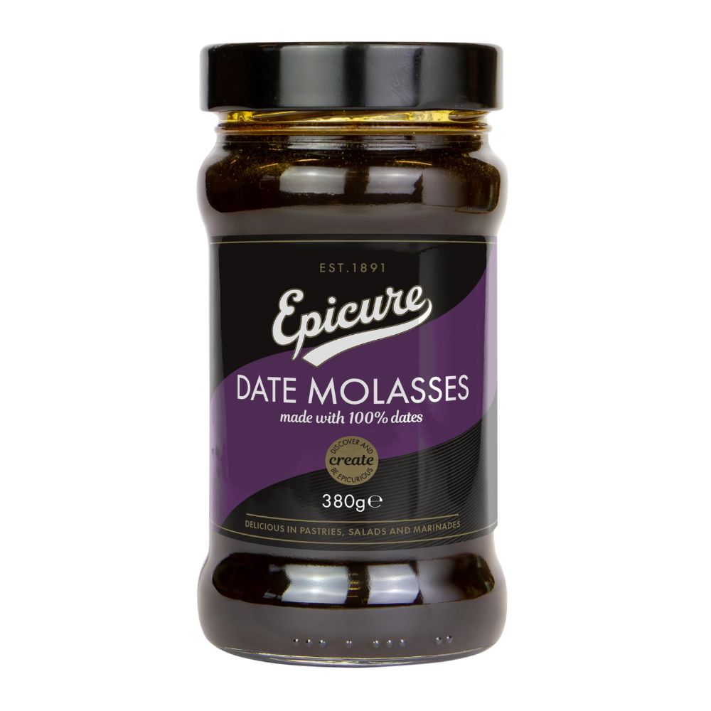 Jar of Epicure Date Molasses on a white background